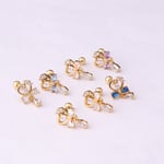 Blue & Gold / 1 Piece Simple Series Classic Heart Titanium Steel  Gold Color Material Zircon Women's Stud Earrings Picture2